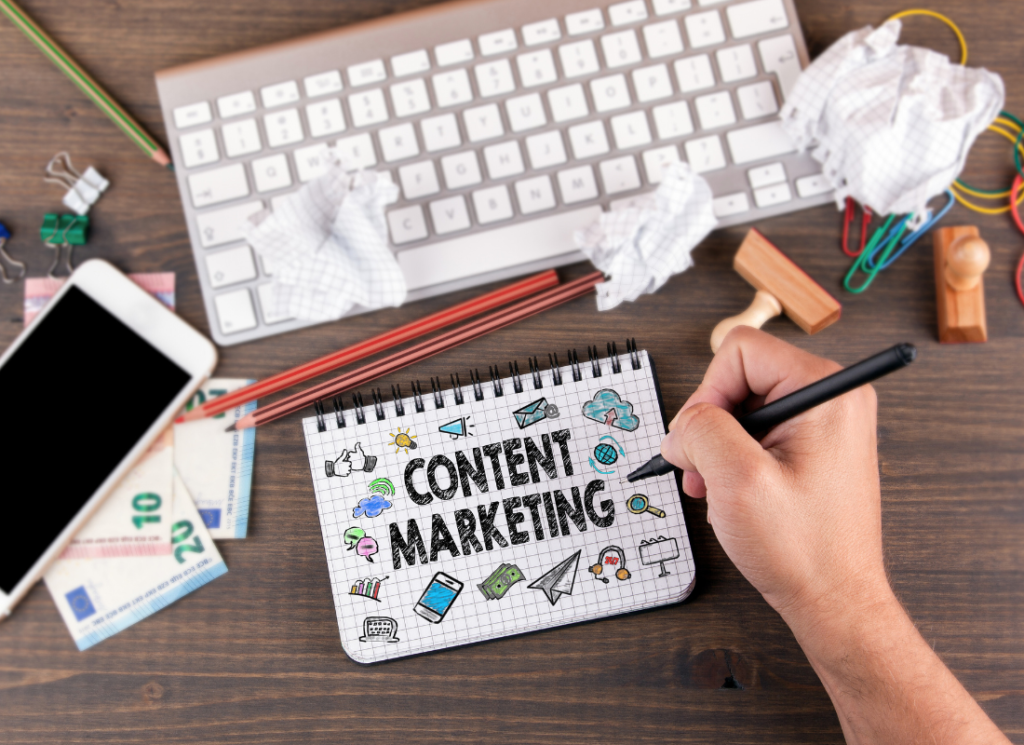 Team planning and creating a content marketing strategy