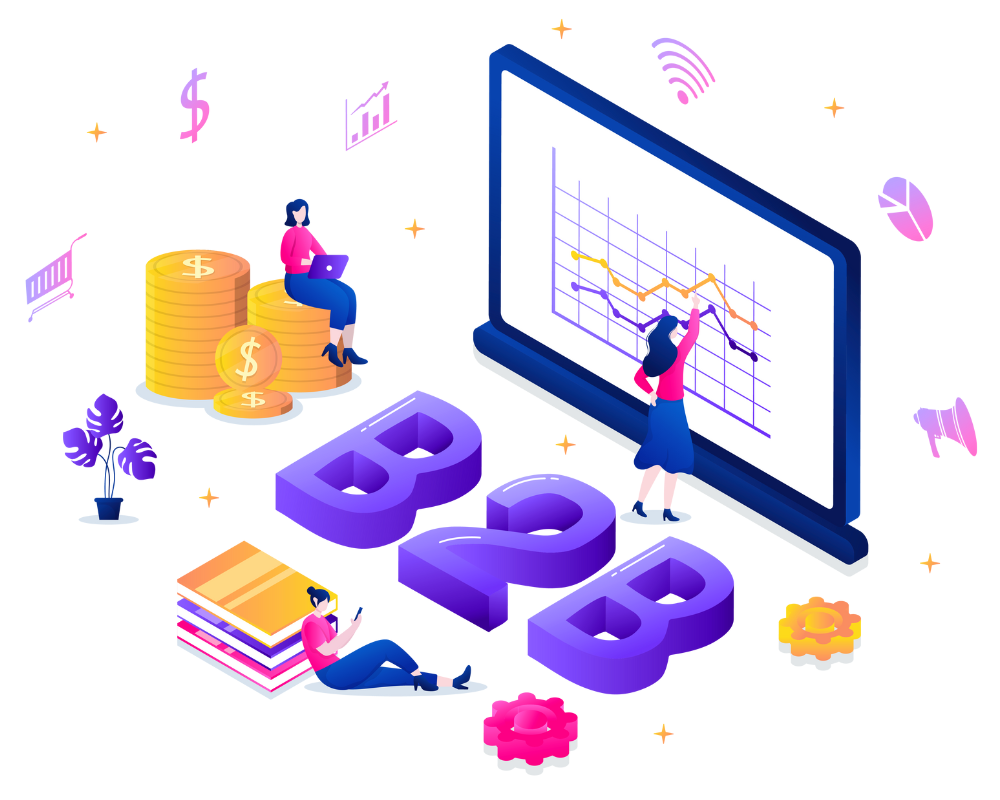 Business professionals analyzing a B2B marketing strategy