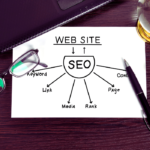 Person presenting SEO strategy to clients on laptop screen